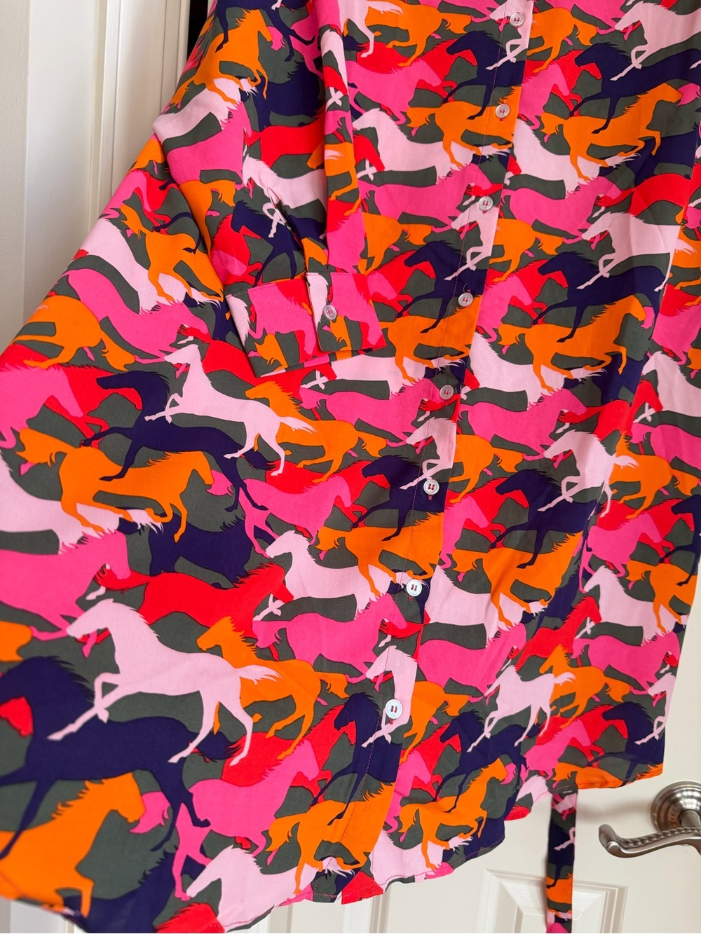 NWT Michelle McDowell Ronan Mane Event Multi Equestrian Shirt Dress Size XL Tie - Picture 7 of 16